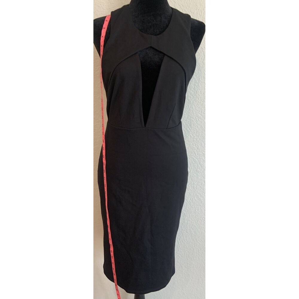 MICHELLE MASON Womens MSRP $450 BLACK Sleeveless Sheath Dress SZ M Cutouts
